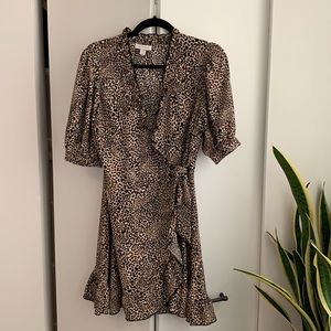 Topshop leopard wrap dress